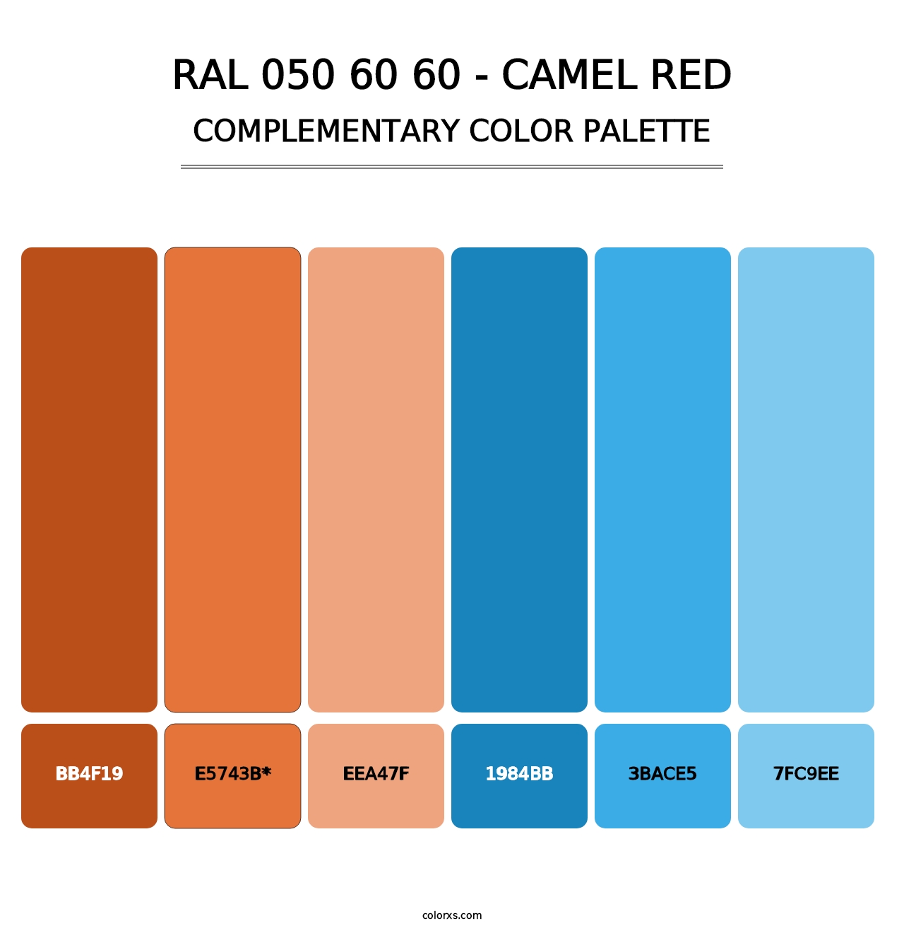 RAL 050 60 60 - Camel Red - Complementary Color Palette