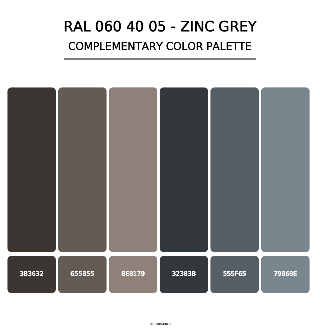 RAL 060 40 05 - Zinc Grey - Complementary Color Palette