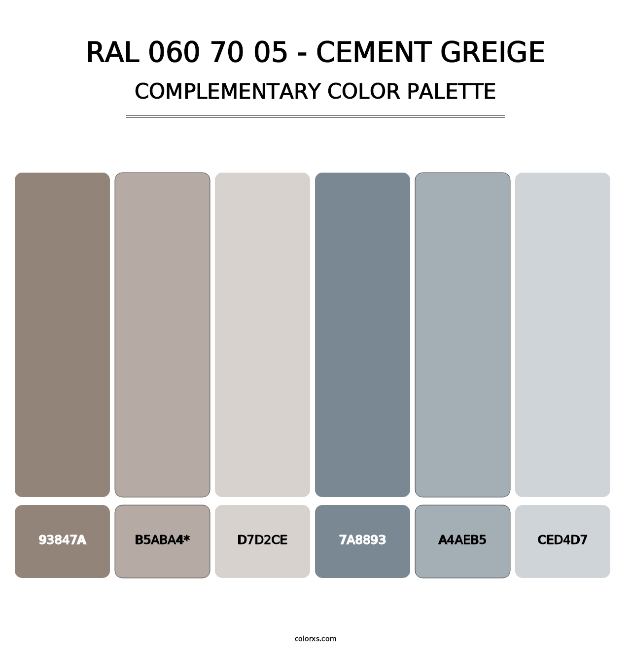 RAL 060 70 05 - Cement Greige - Complementary Color Palette