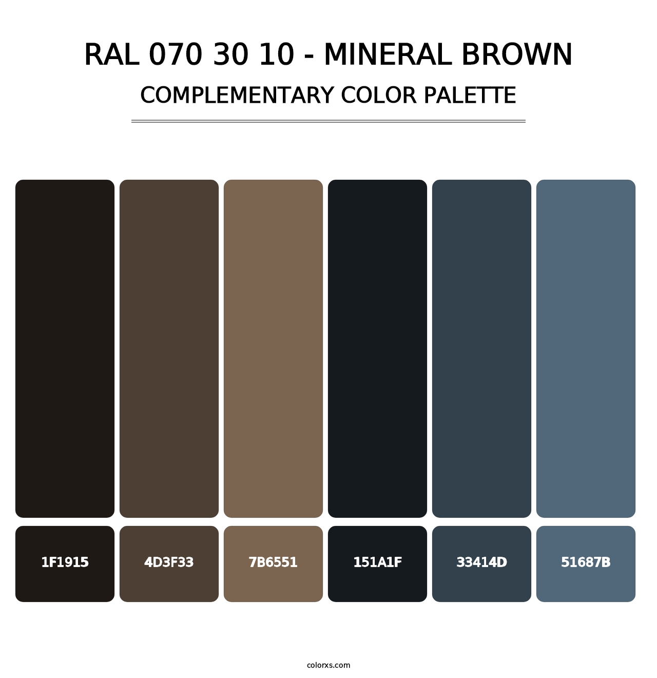RAL 070 30 10 - Mineral Brown - Complementary Color Palette