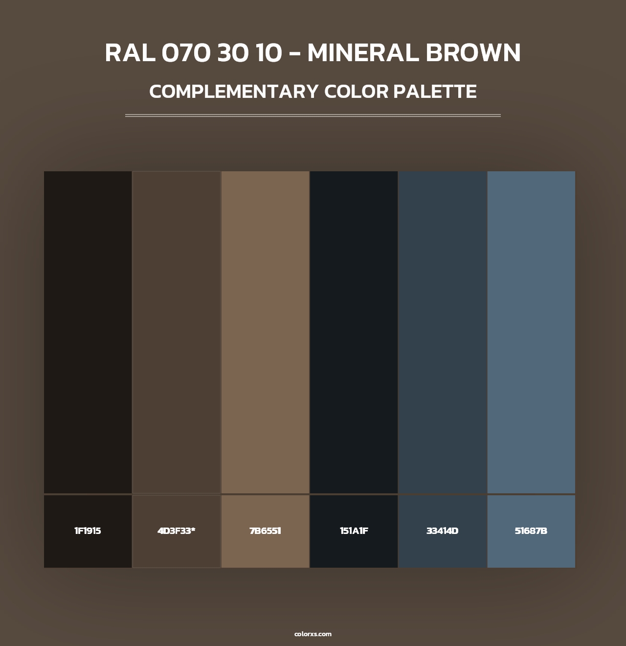 RAL 070 30 10 - Mineral Brown - Complementary Color Palette
