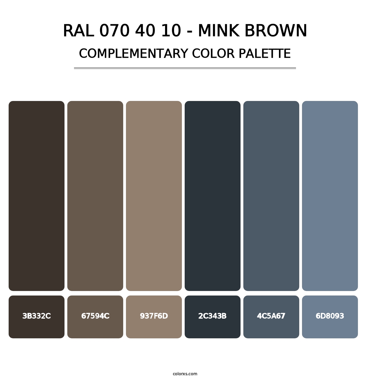 RAL 070 40 10 - Mink Brown - Complementary Color Palette