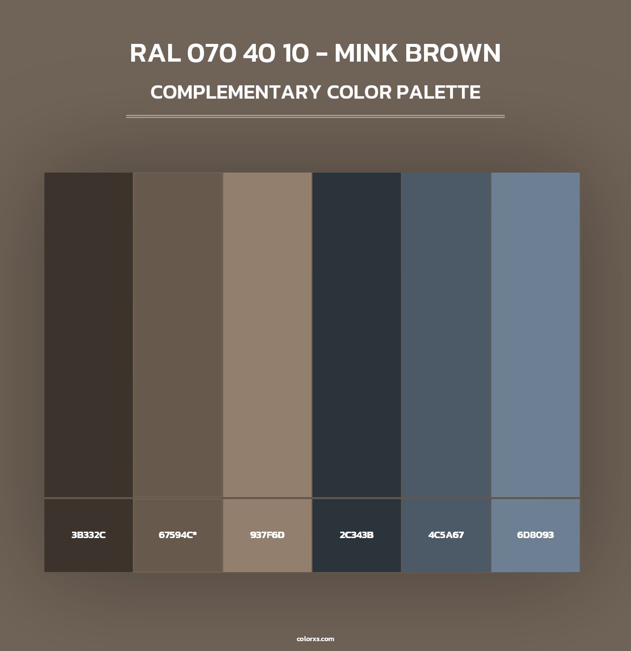 RAL 070 40 10 - Mink Brown - Complementary Color Palette
