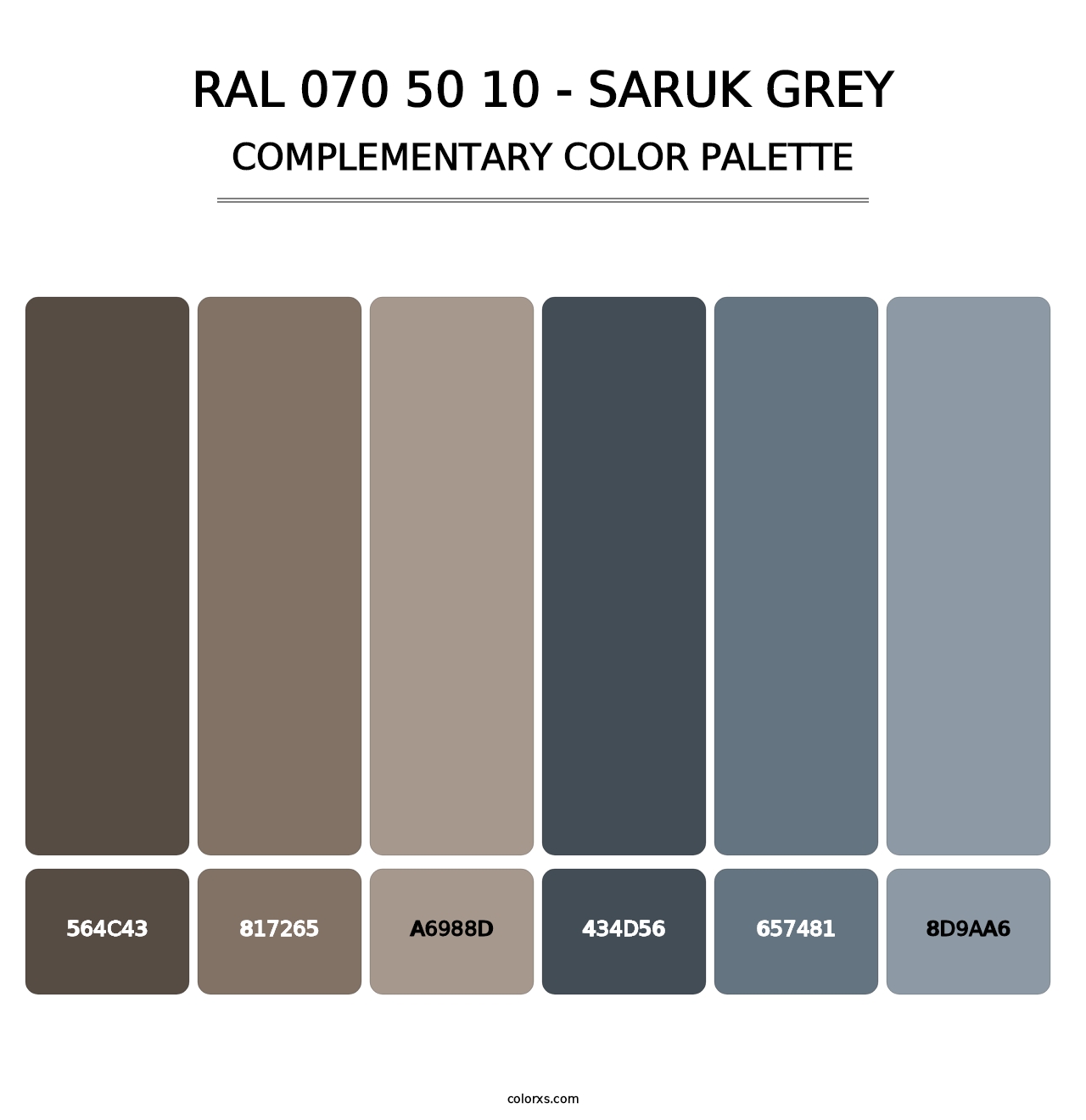 RAL 070 50 10 - Saruk Grey - Complementary Color Palette