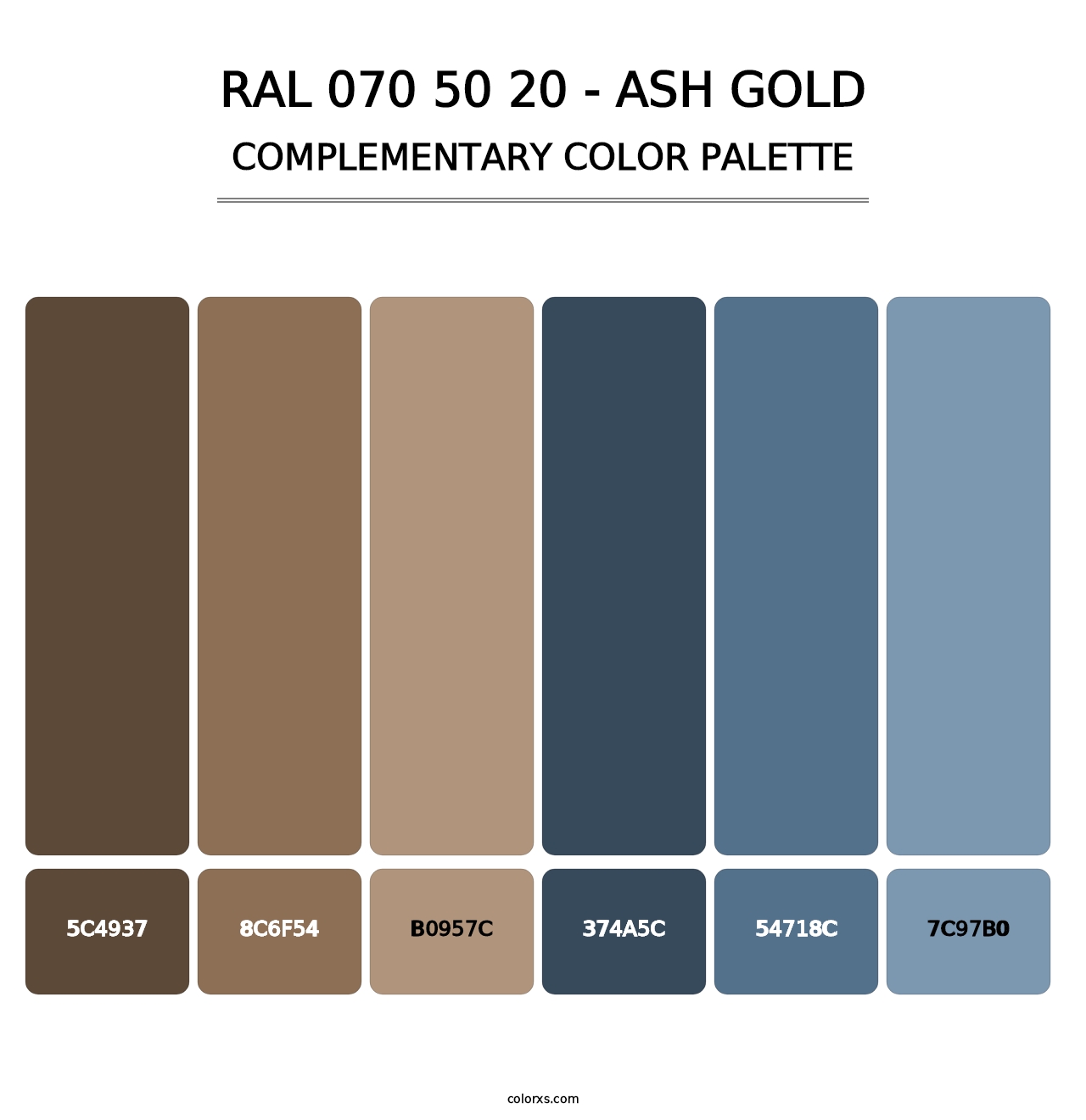 RAL 070 50 20 - Ash Gold - Complementary Color Palette