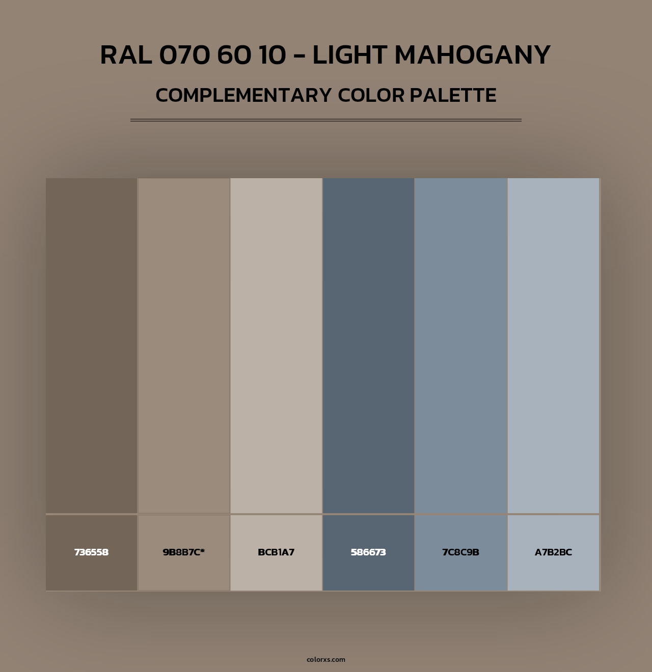 RAL 070 60 10 - Light Mahogany - Complementary Color Palette