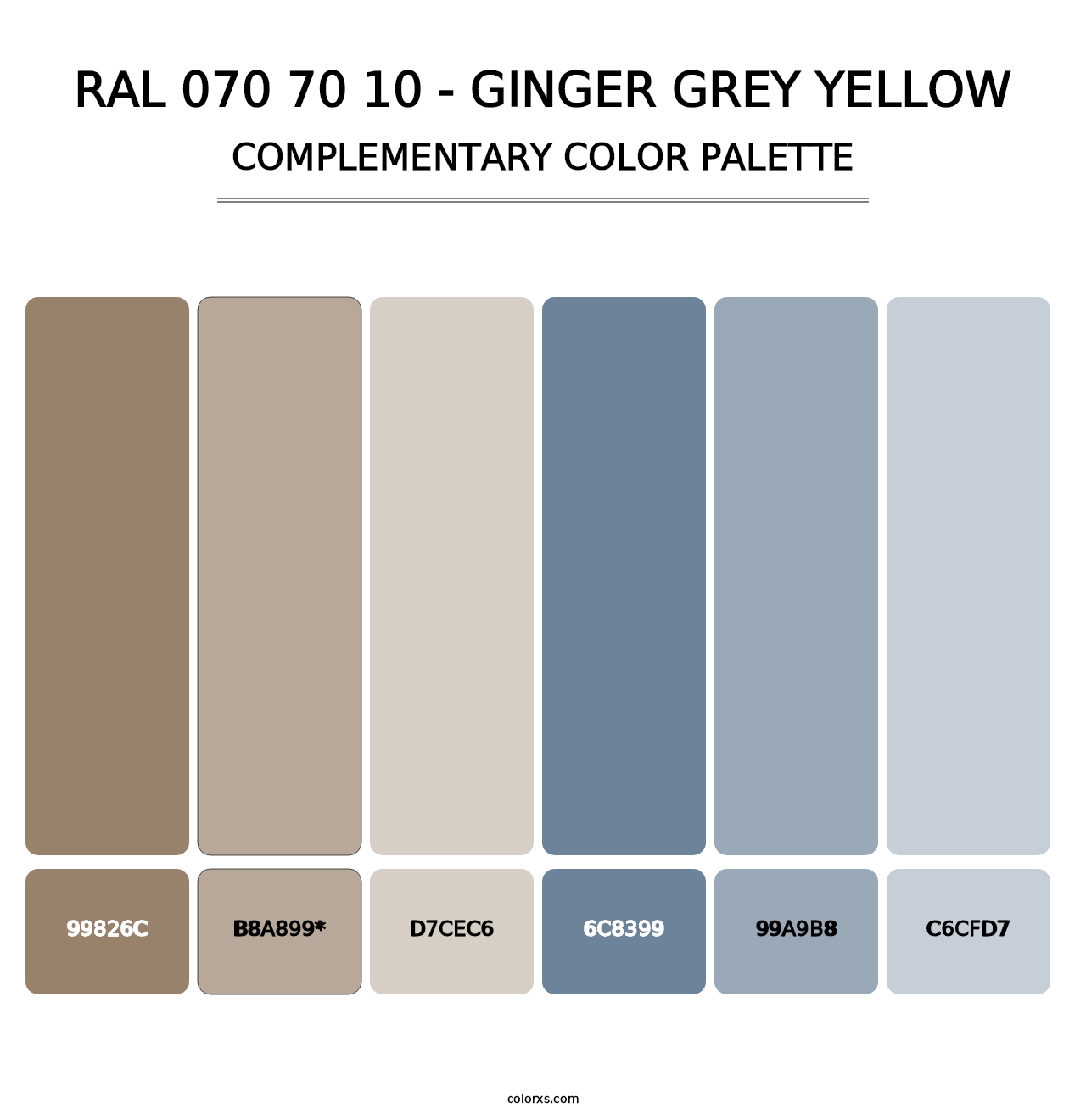 RAL 070 70 10 - Ginger Grey Yellow - Complementary Color Palette
