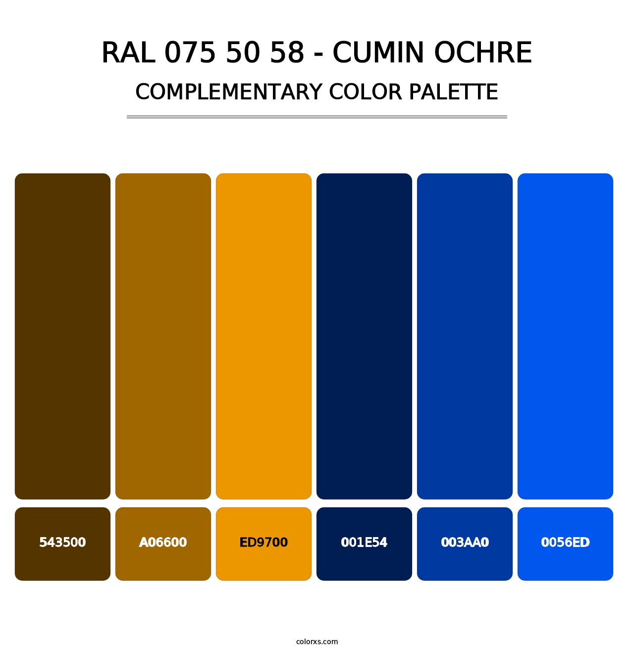 RAL 075 50 58 - Cumin Ochre - Complementary Color Palette