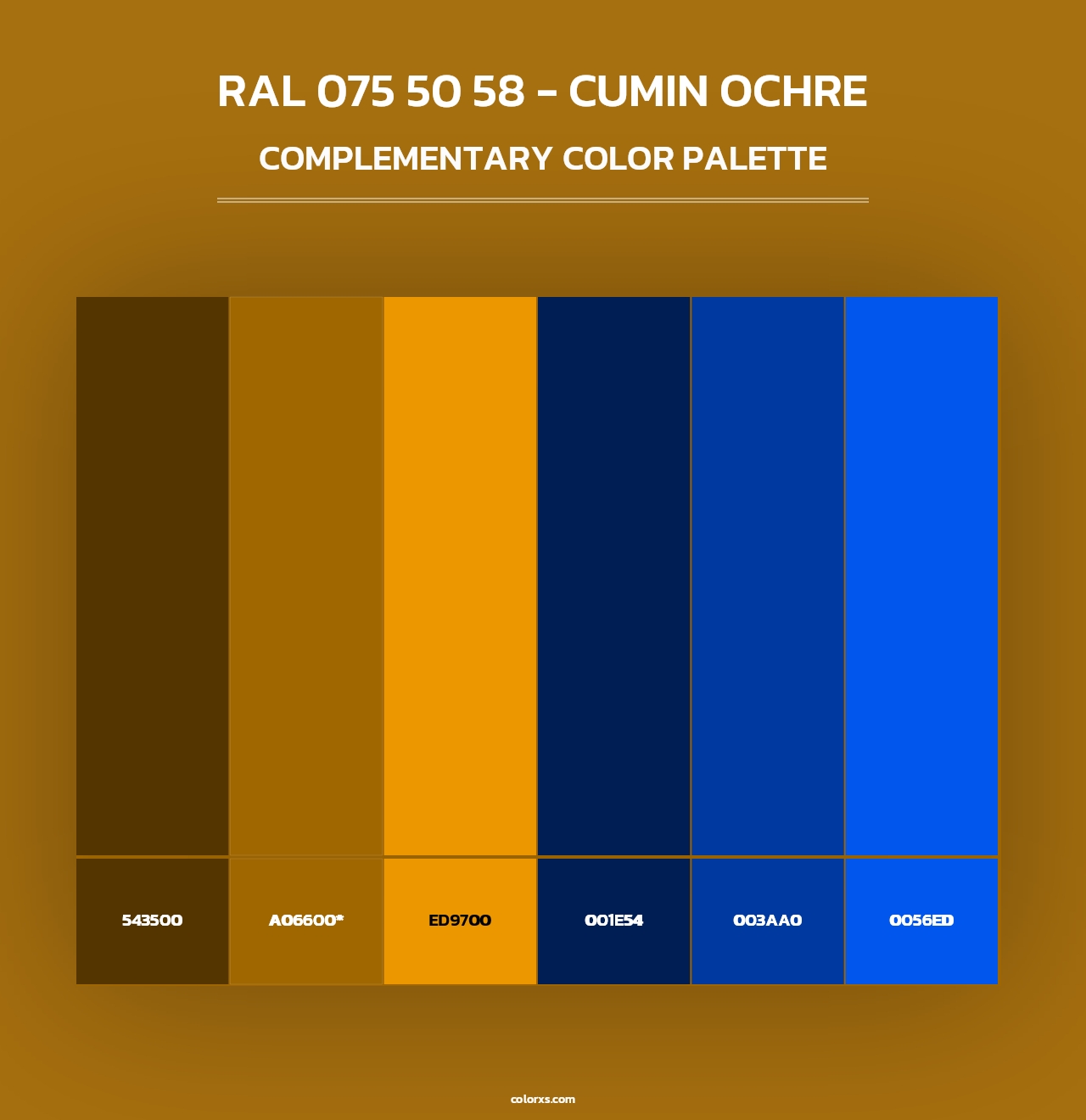 RAL 075 50 58 - Cumin Ochre - Complementary Color Palette