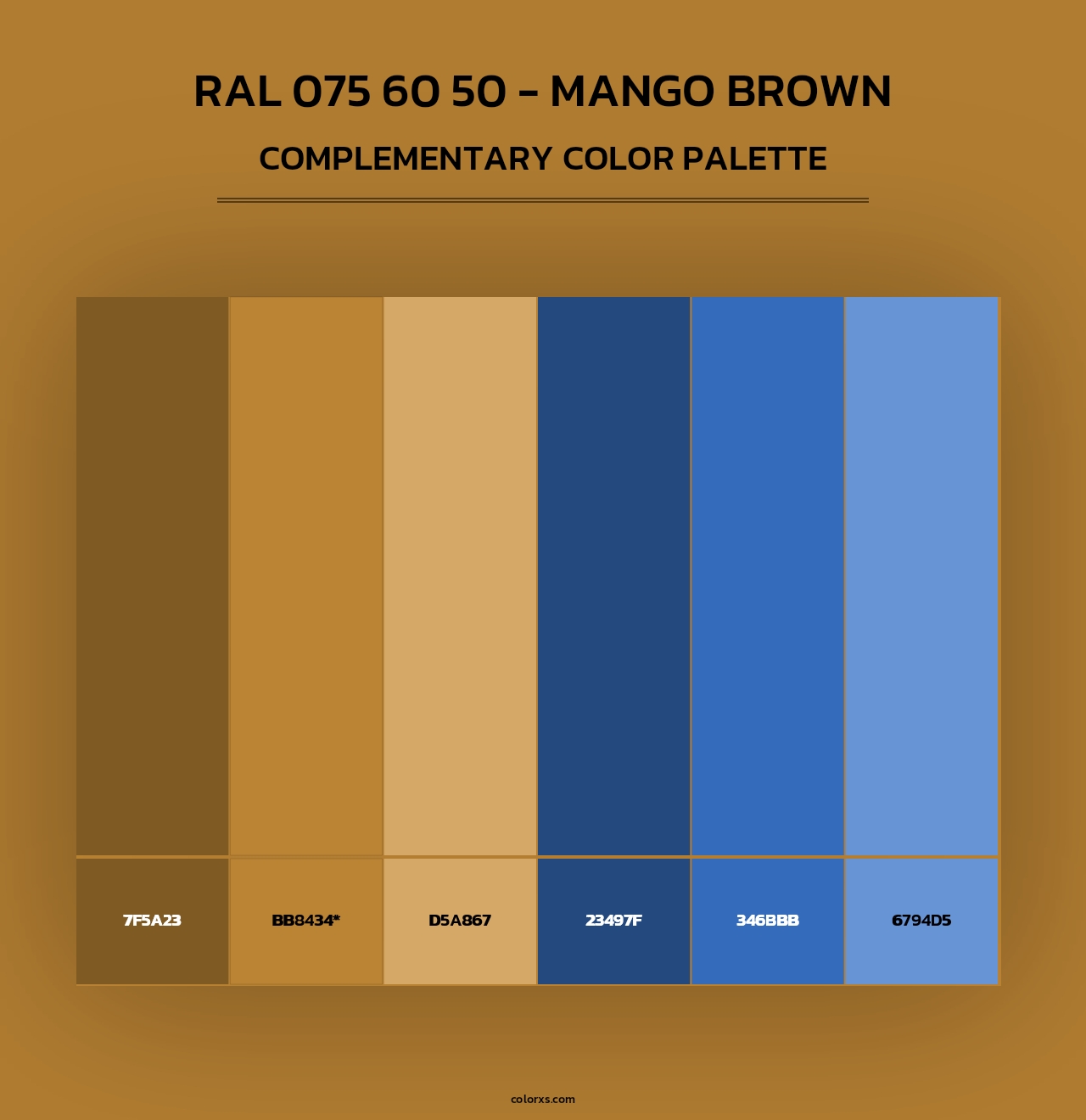 RAL 075 60 50 - Mango Brown - Complementary Color Palette