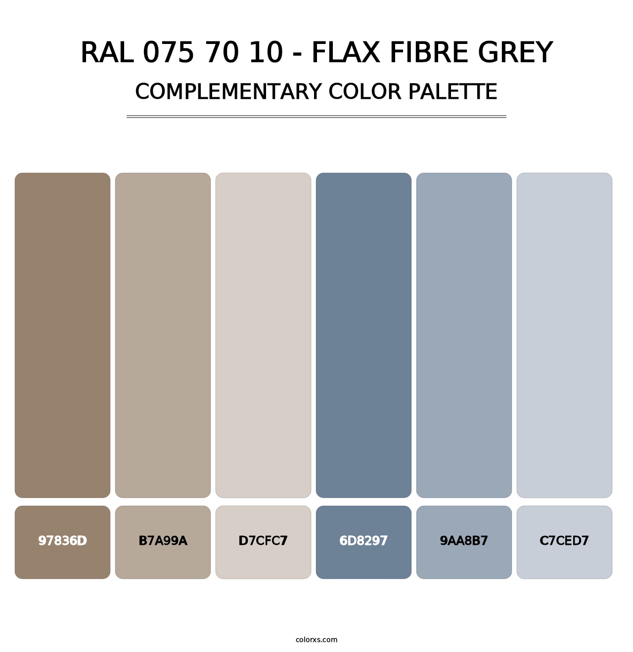 RAL 075 70 10 - Flax Fibre Grey - Complementary Color Palette