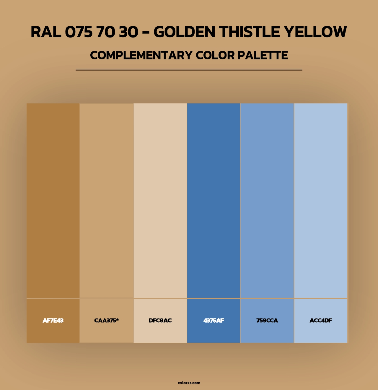 RAL 075 70 30 - Golden Thistle Yellow - Complementary Color Palette