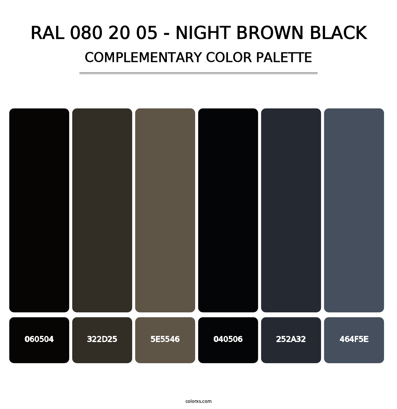 RAL 080 20 05 - Night Brown Black - Complementary Color Palette