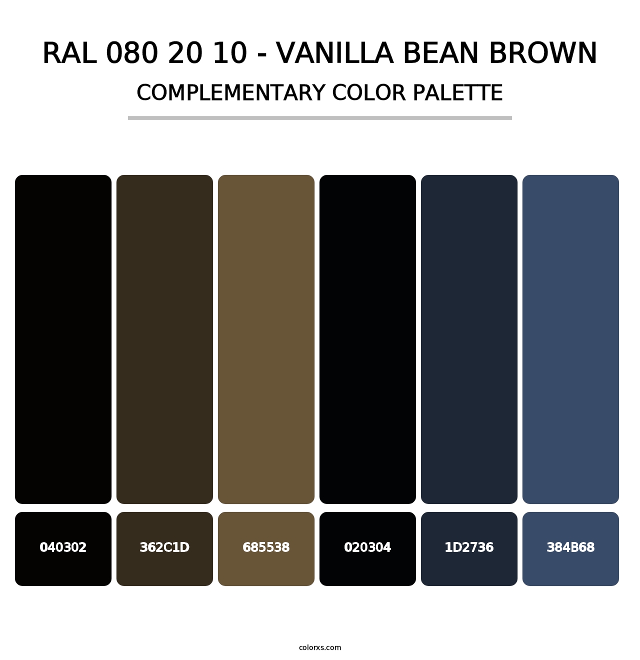 RAL 080 20 10 - Vanilla Bean Brown - Complementary Color Palette