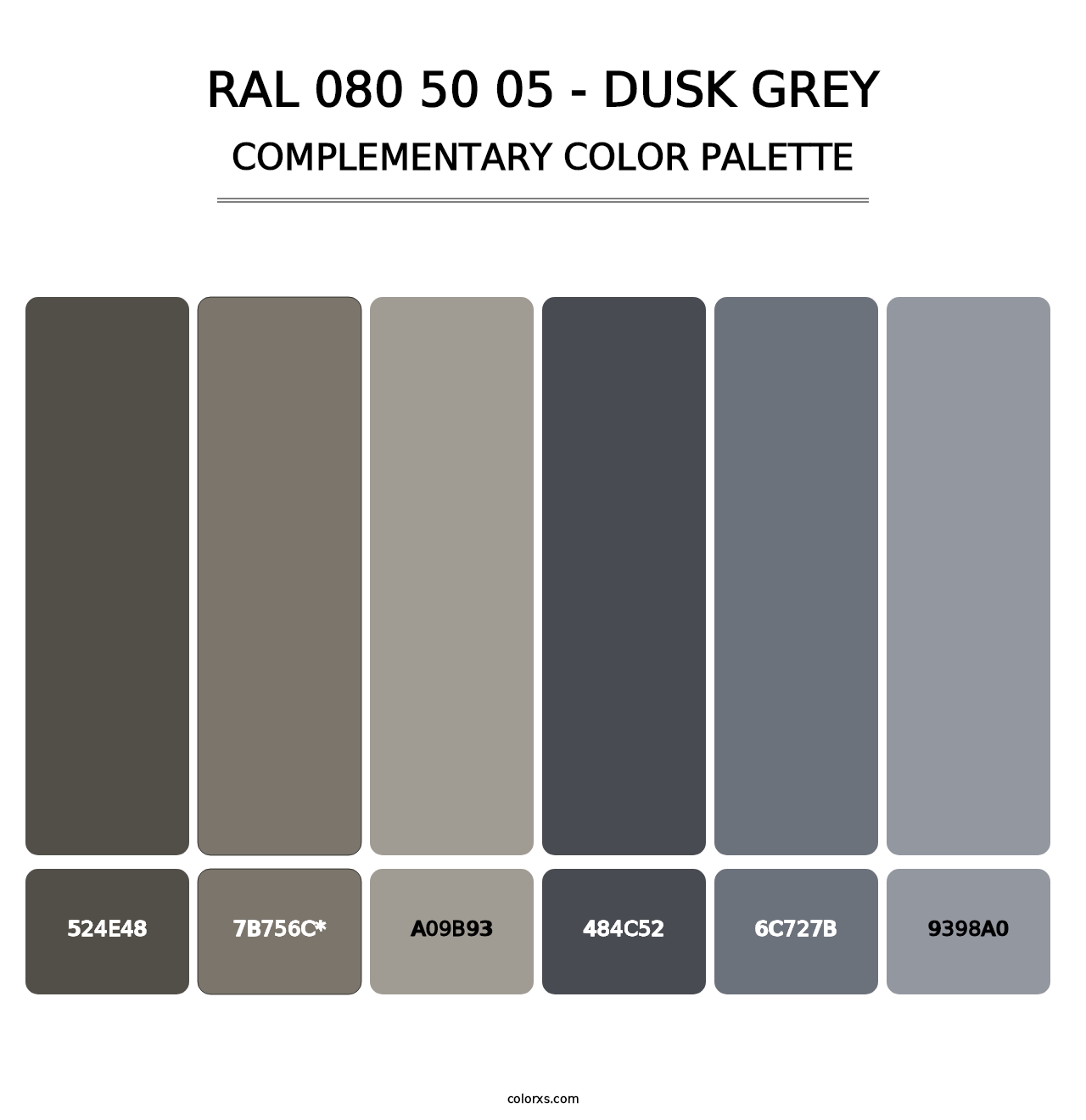 RAL 080 50 05 - Dusk Grey - Complementary Color Palette