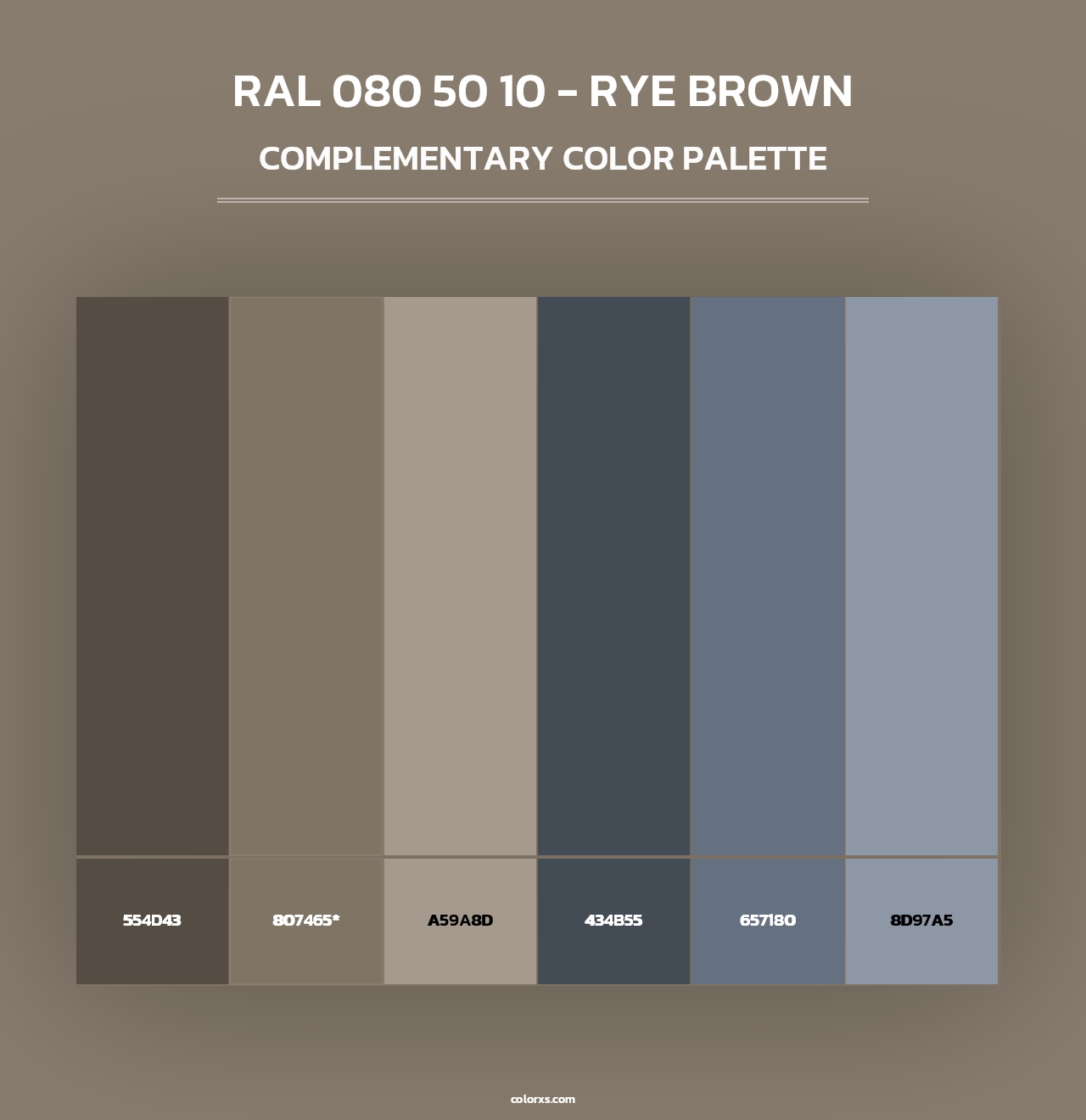 RAL 080 50 10 - Rye Brown - Complementary Color Palette