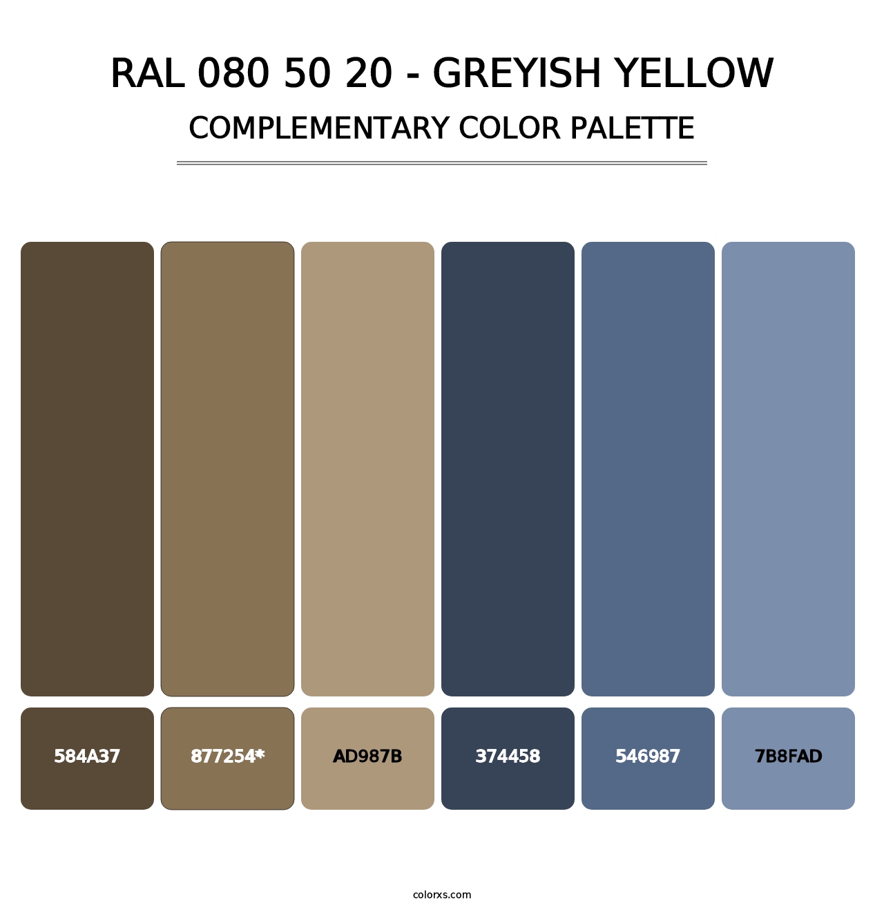 RAL 080 50 20 - Greyish Yellow - Complementary Color Palette