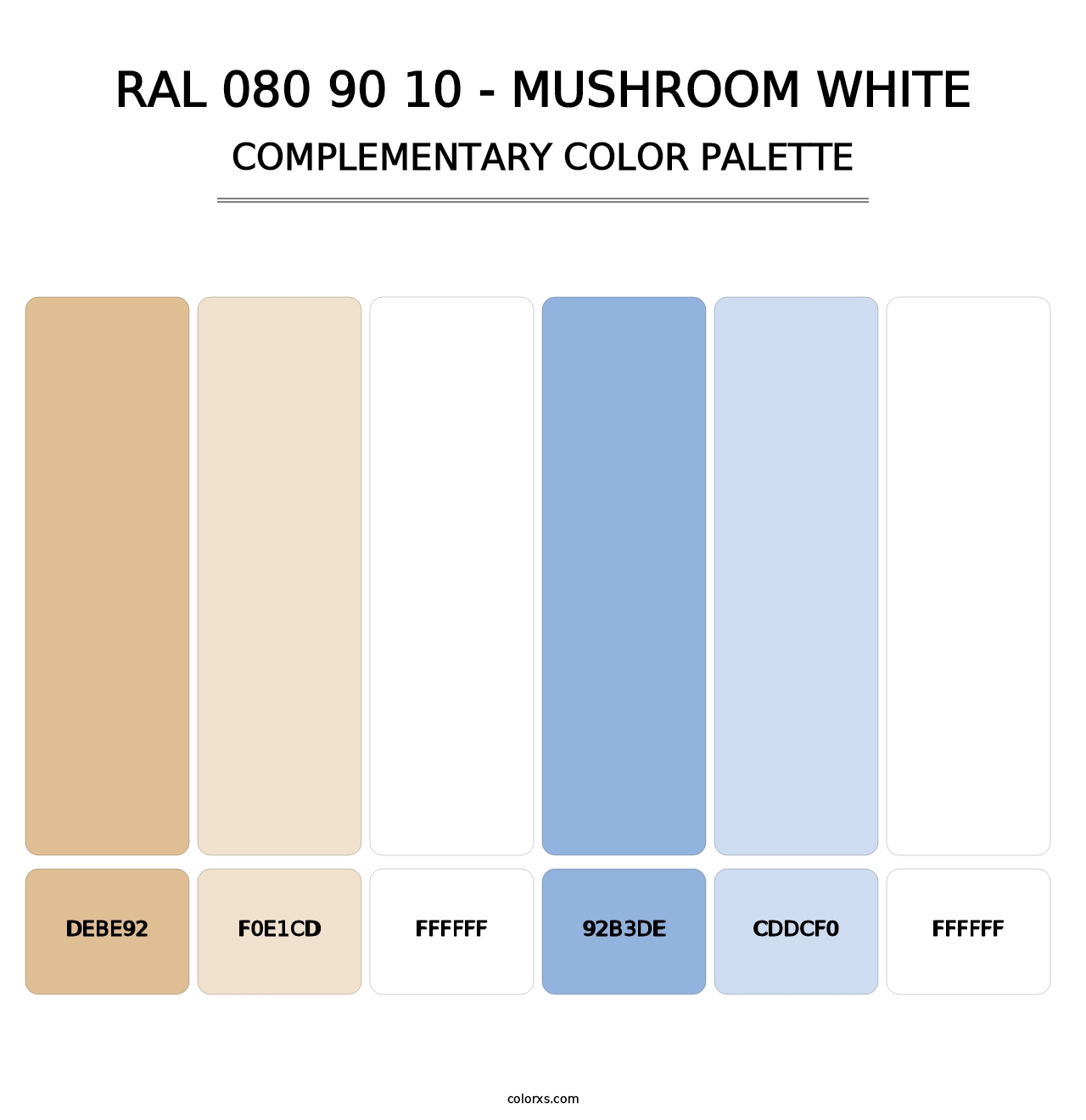 RAL 080 90 10 - Mushroom White - Complementary Color Palette