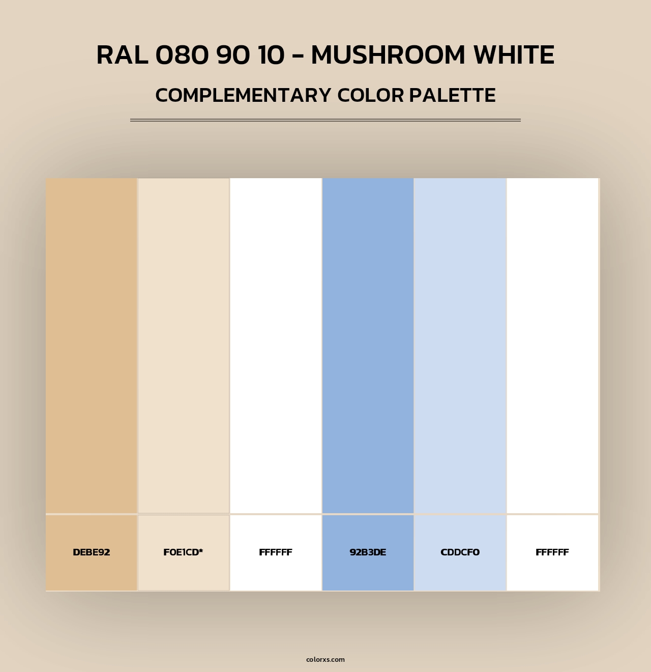 RAL 080 90 10 - Mushroom White - Complementary Color Palette