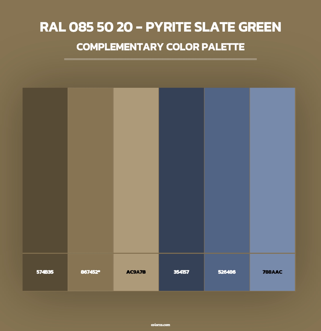 RAL 085 50 20 - Pyrite Slate Green - Complementary Color Palette