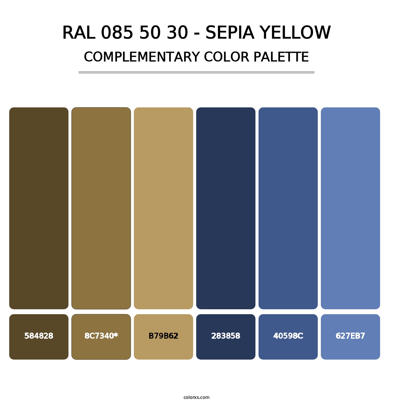 RAL 085 50 30 - Sepia Yellow - Complementary Color Palette