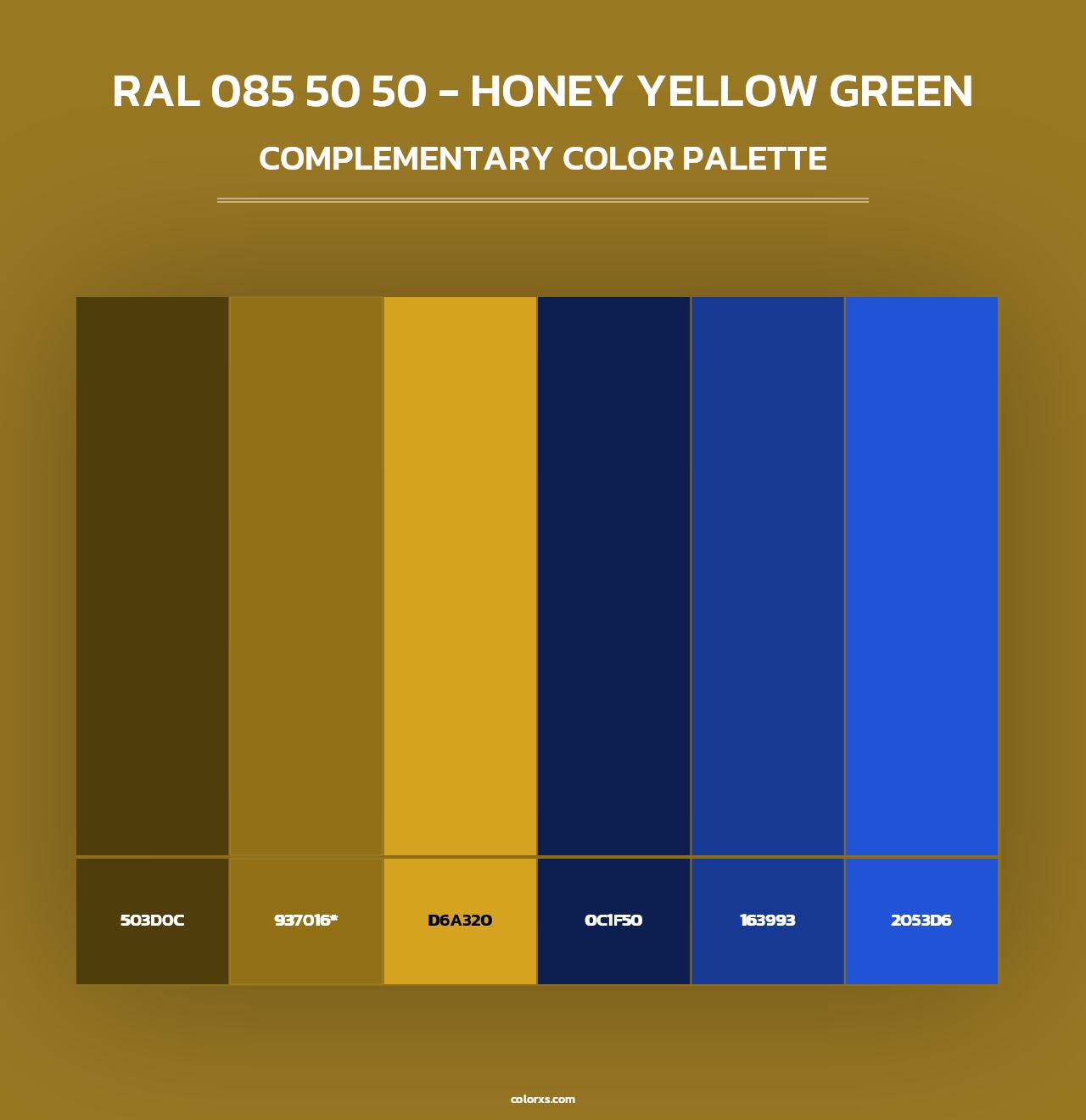 RAL 085 50 50 - Honey Yellow Green - Complementary Color Palette