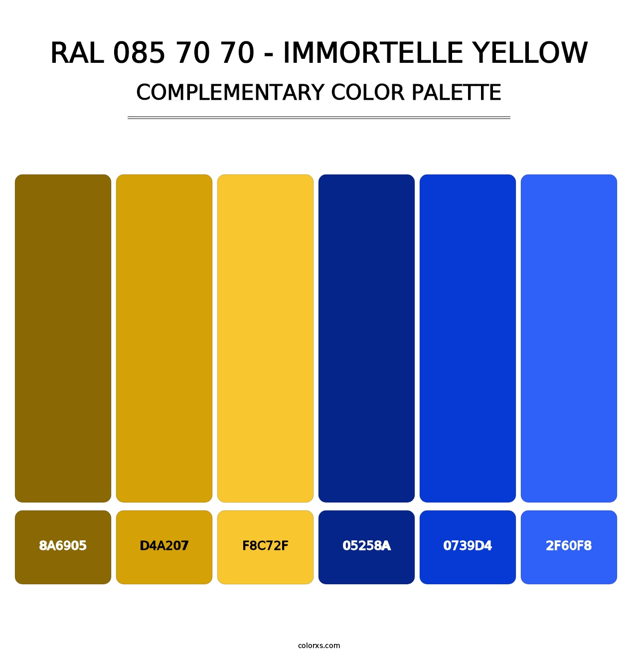 RAL 085 70 70 - Immortelle Yellow - Complementary Color Palette