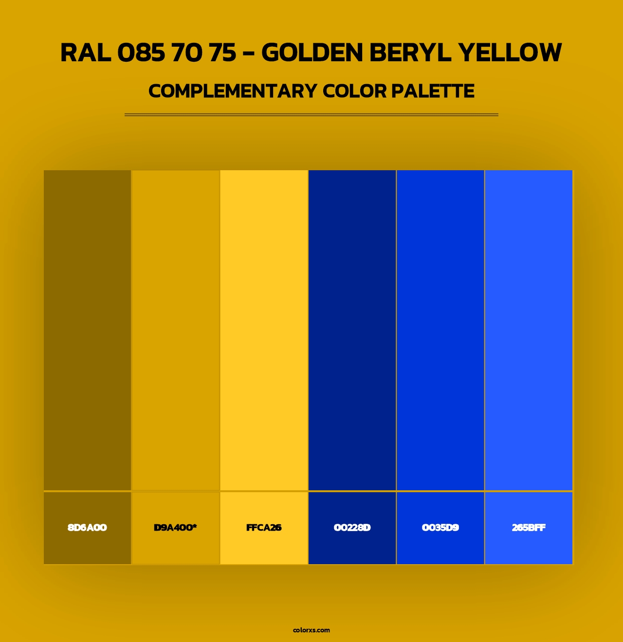 RAL 085 70 75 - Golden Beryl Yellow - Complementary Color Palette