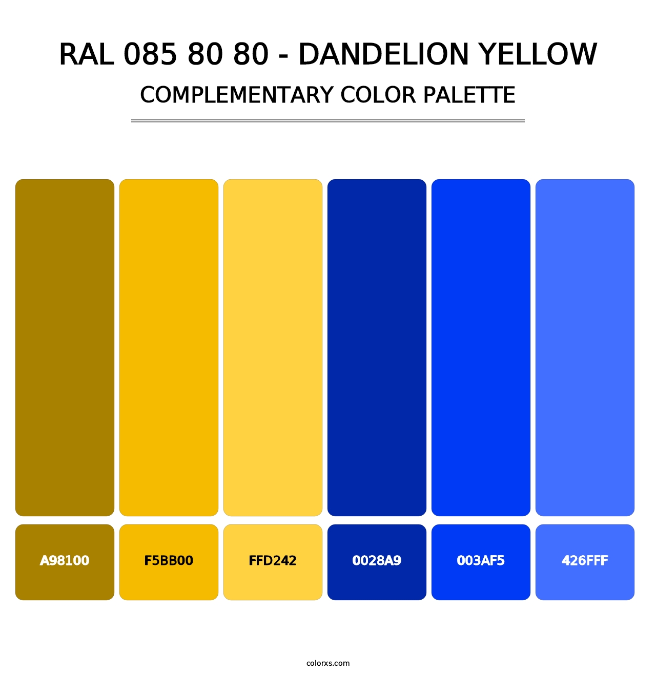 RAL 085 80 80 - Dandelion Yellow - Complementary Color Palette