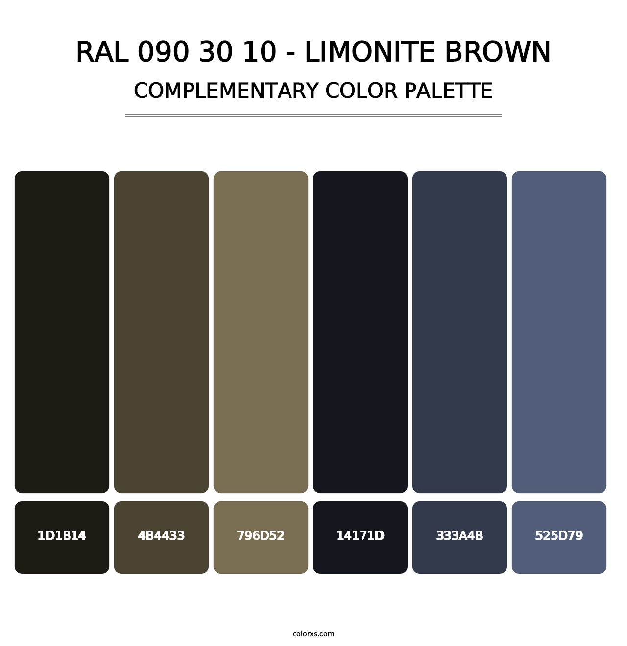 RAL 090 30 10 - Limonite Brown - Complementary Color Palette