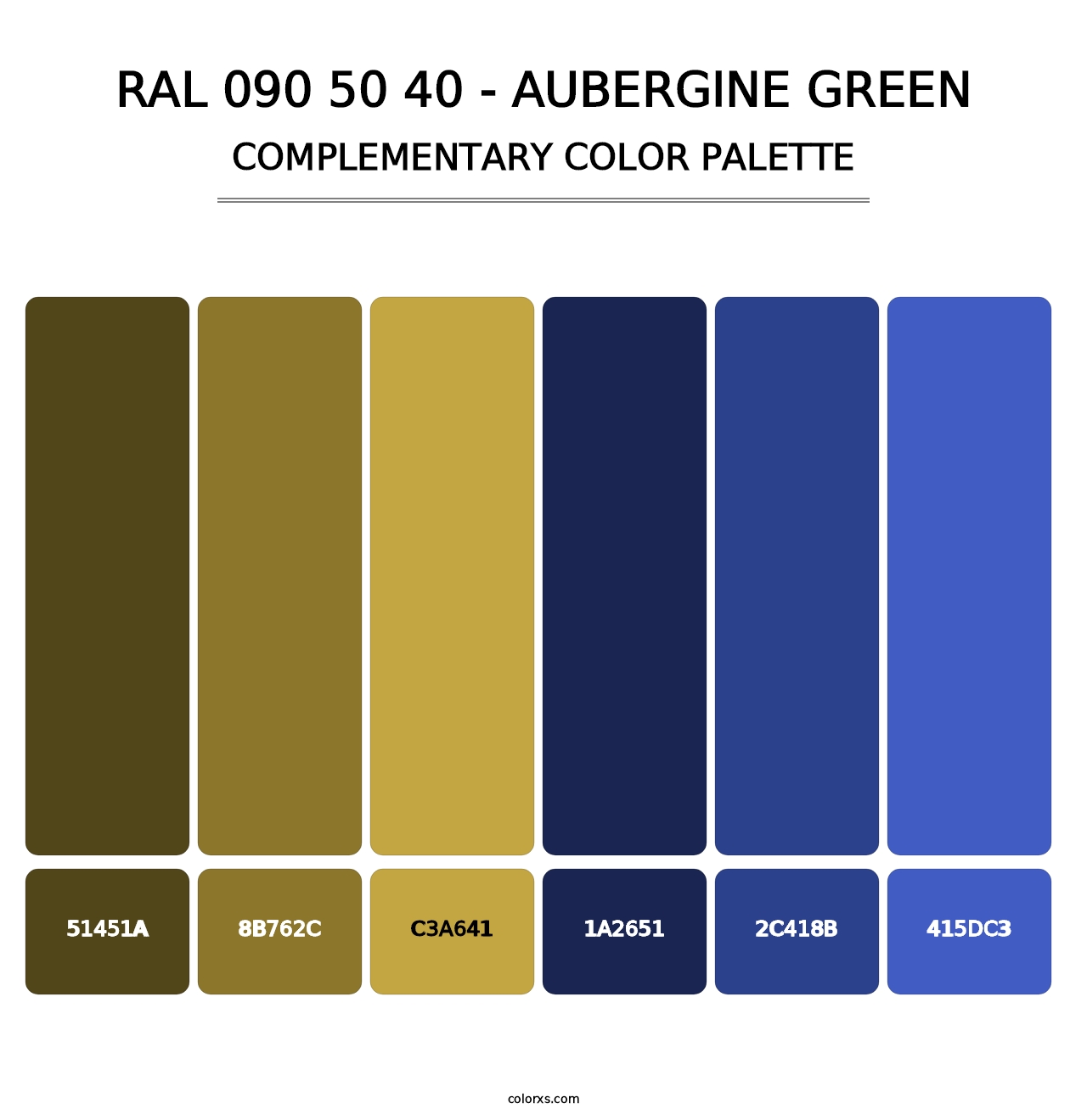RAL 090 50 40 - Aubergine Green - Complementary Color Palette