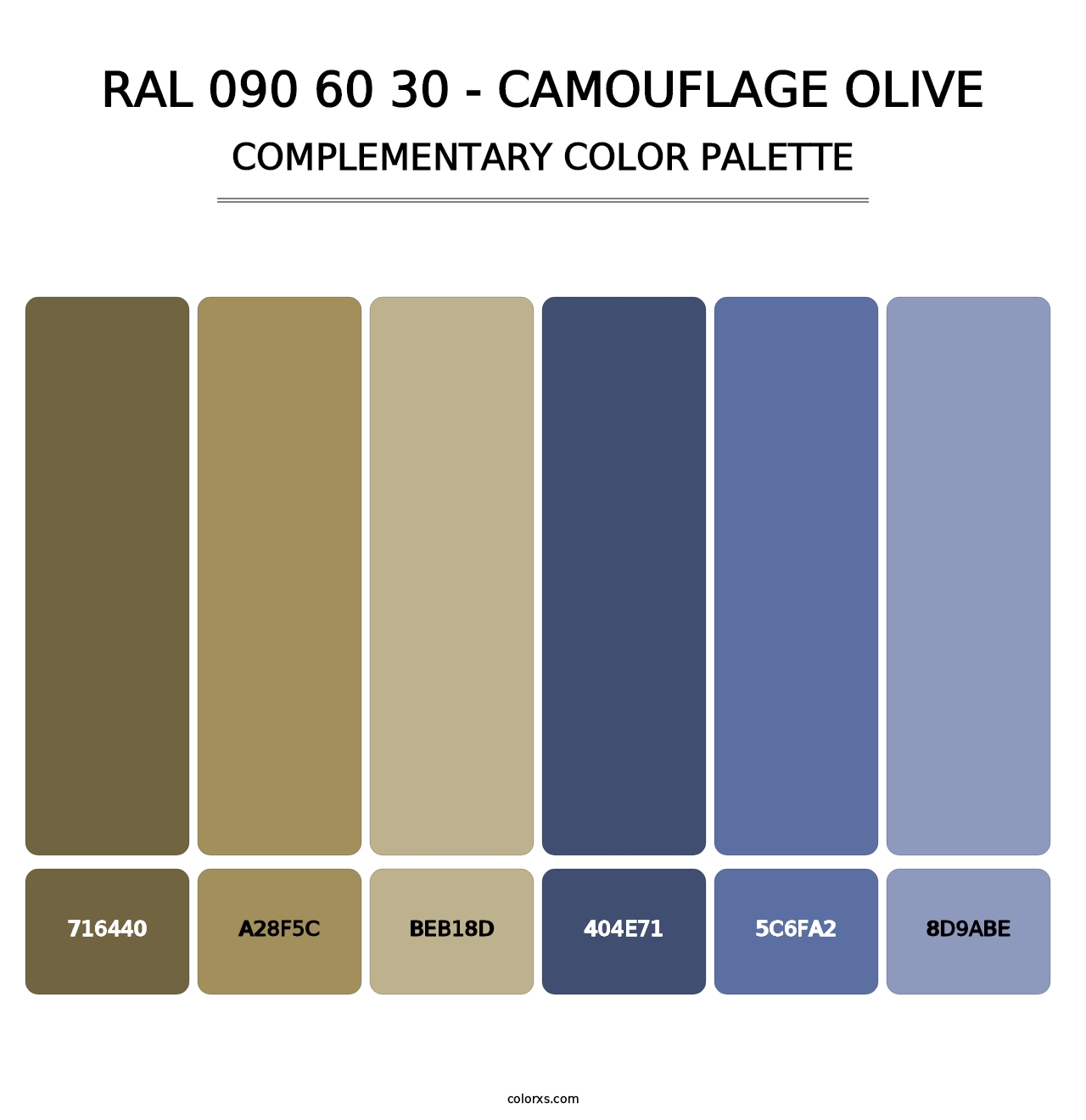 RAL 090 60 30 - Camouflage Olive - Complementary Color Palette