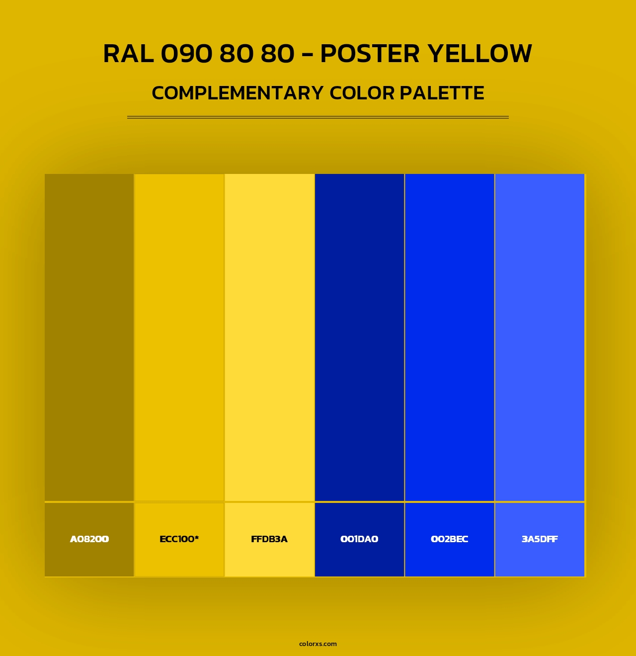 RAL 090 80 80 - Poster Yellow - Complementary Color Palette