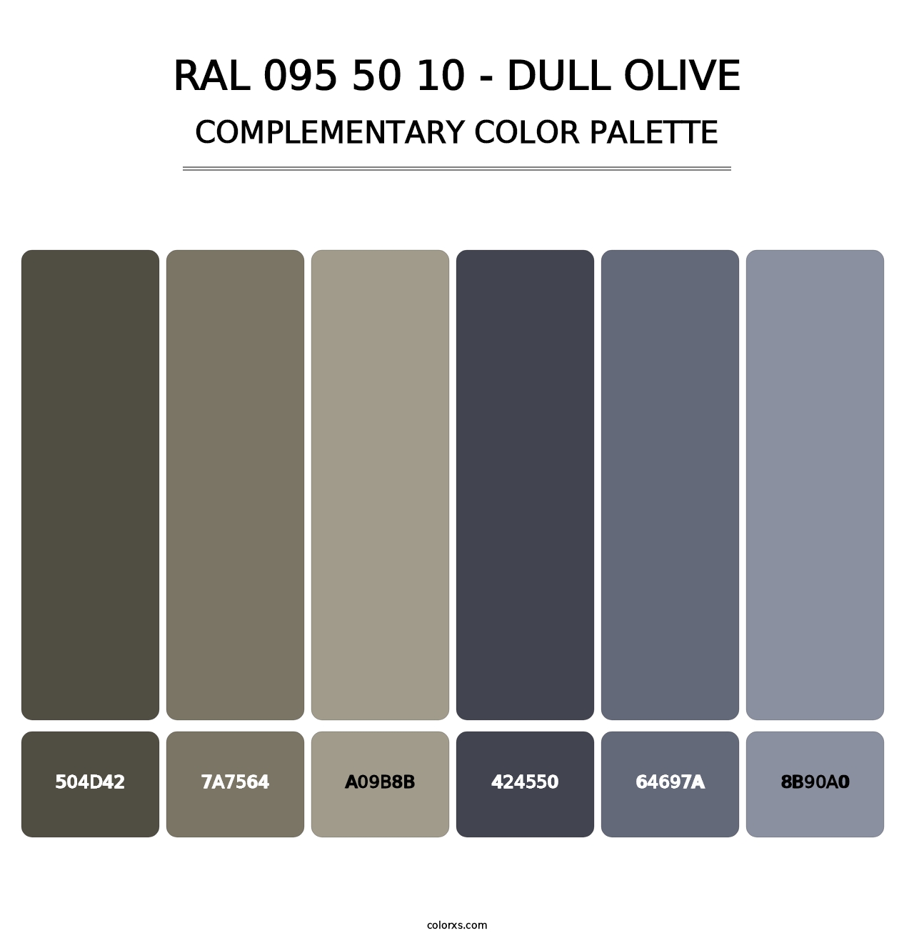 RAL 095 50 10 - Dull Olive - Complementary Color Palette
