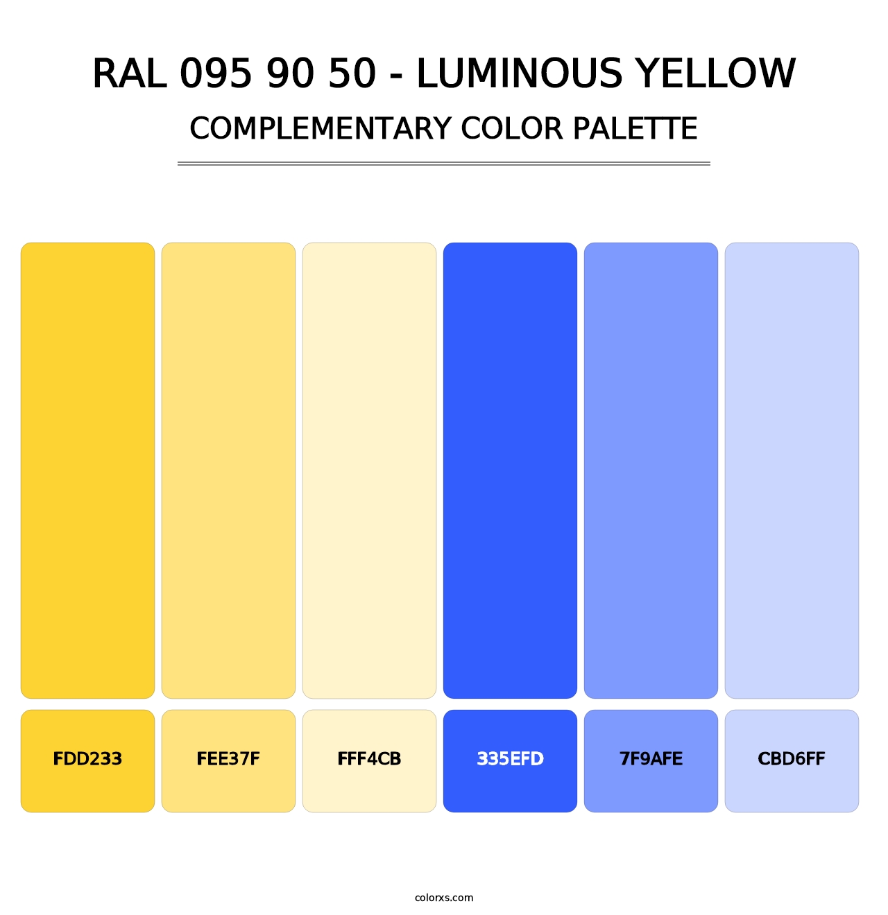 RAL 095 90 50 - Luminous Yellow - Complementary Color Palette