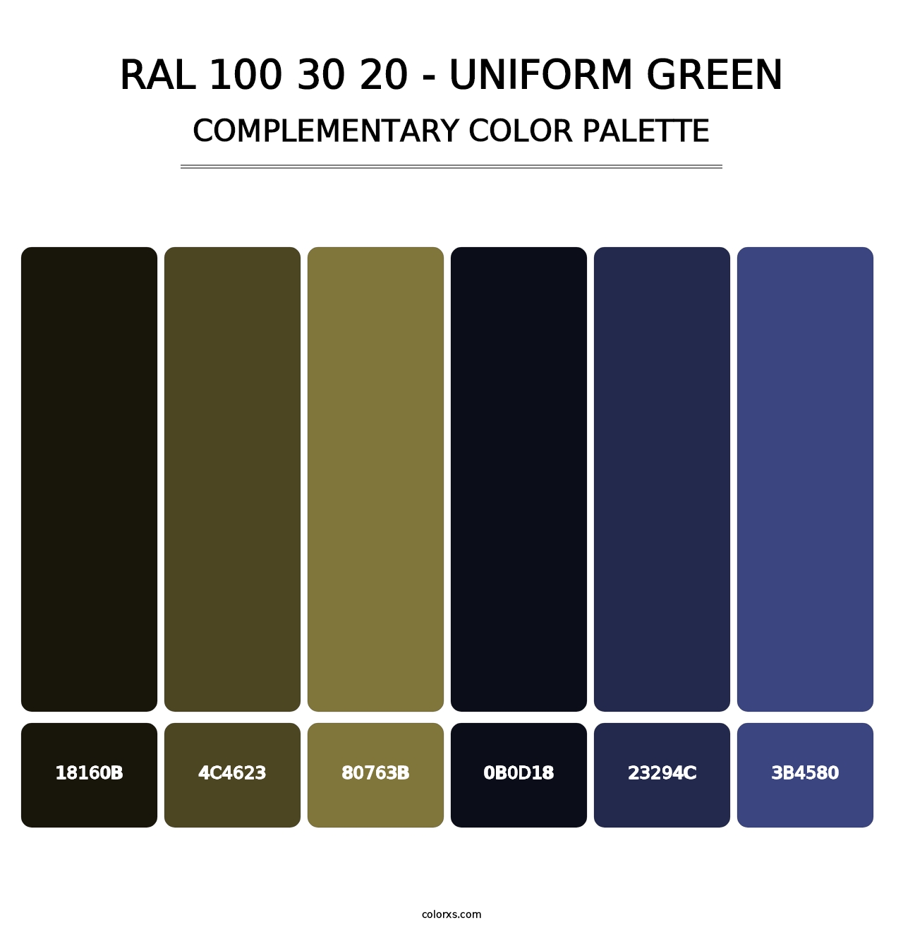 RAL 100 30 20 - Uniform Green - Complementary Color Palette