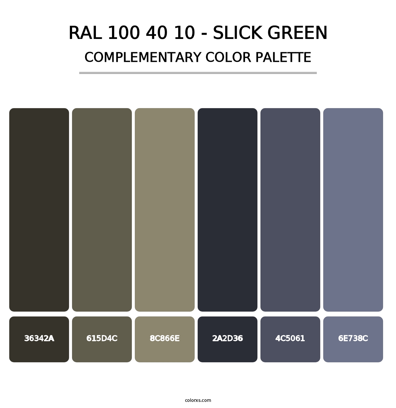 RAL 100 40 10 - Slick Green - Complementary Color Palette