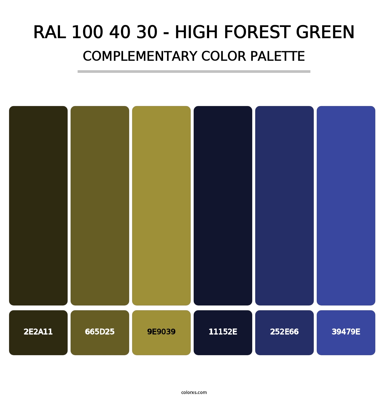 RAL 100 40 30 - High Forest Green - Complementary Color Palette