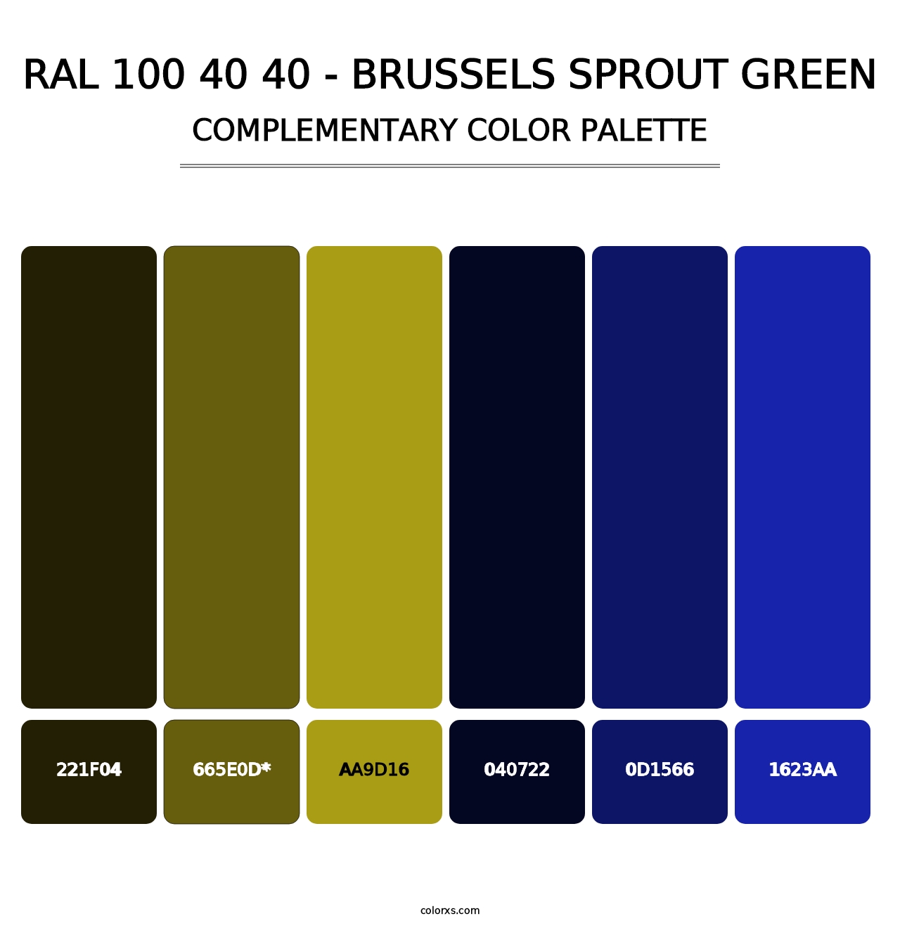 RAL 100 40 40 - Brussels Sprout Green - Complementary Color Palette