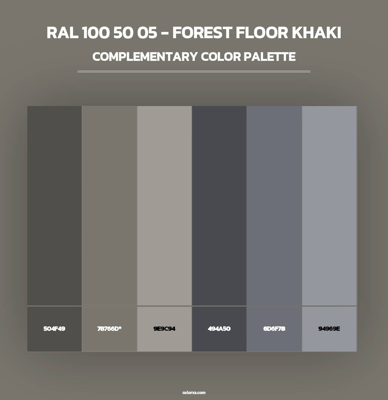 RAL 100 50 05 - Forest Floor Khaki - Complementary Color Palette