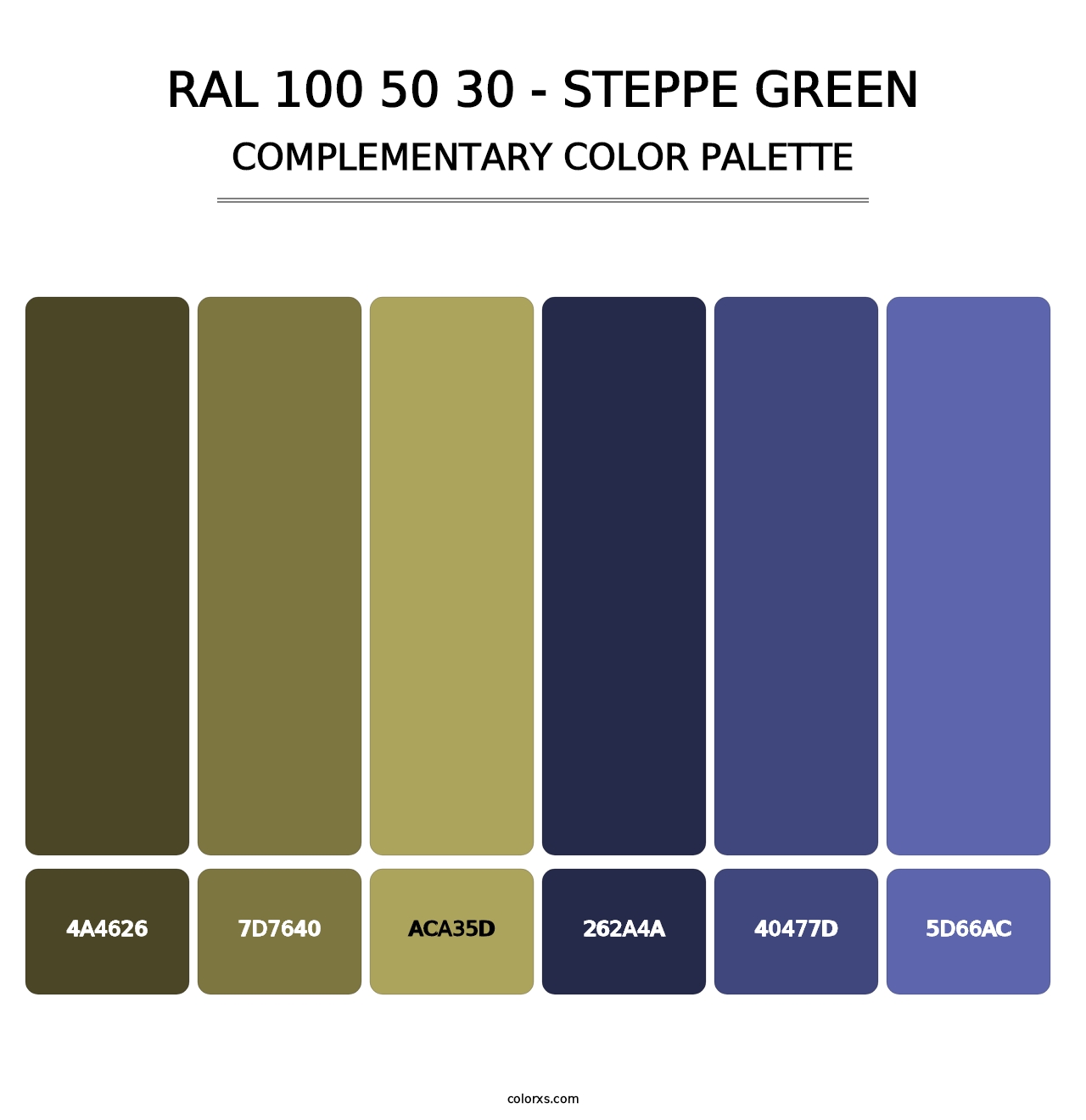 RAL 100 50 30 - Steppe Green - Complementary Color Palette