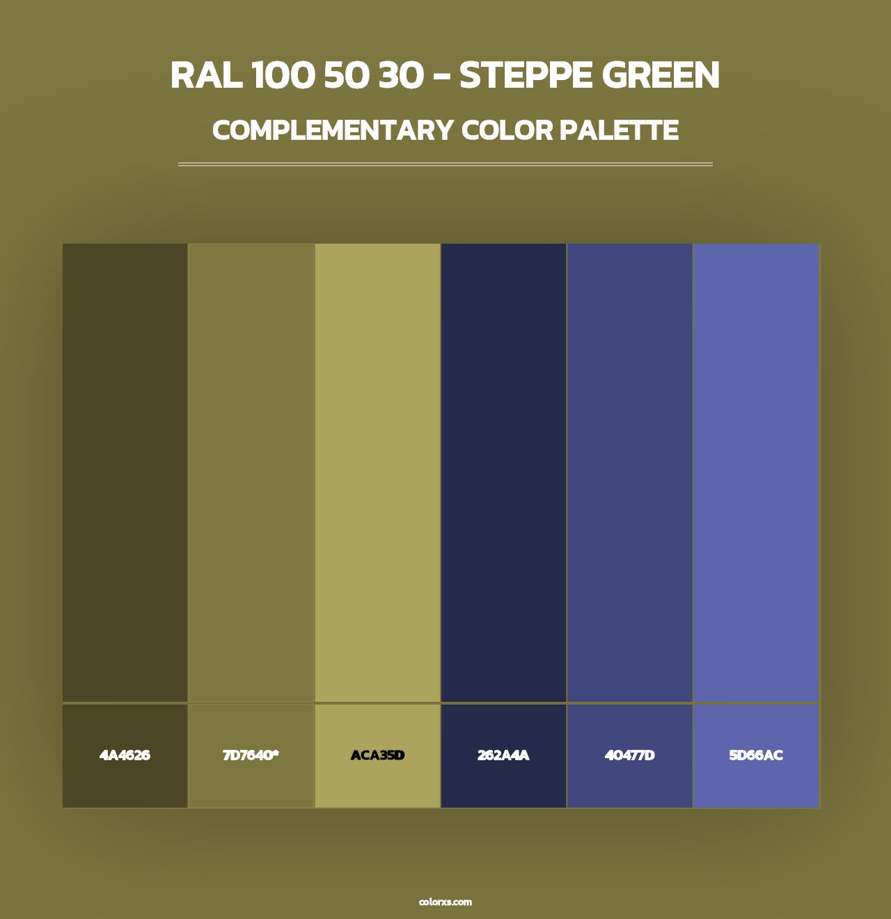 RAL 100 50 30 - Steppe Green - Complementary Color Palette