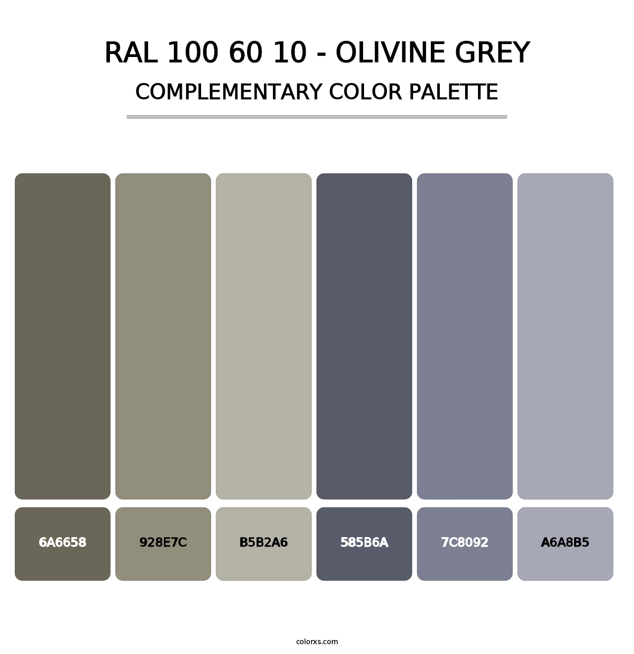 RAL 100 60 10 - Olivine Grey - Complementary Color Palette