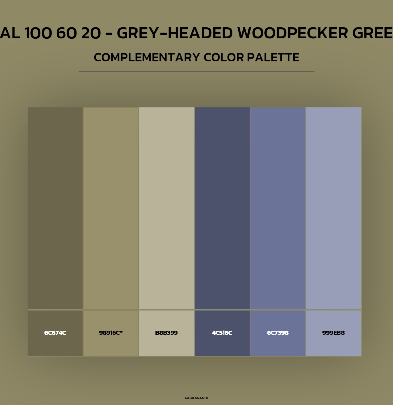 RAL 100 60 20 - Grey-Headed Woodpecker Green - Complementary Color Palette