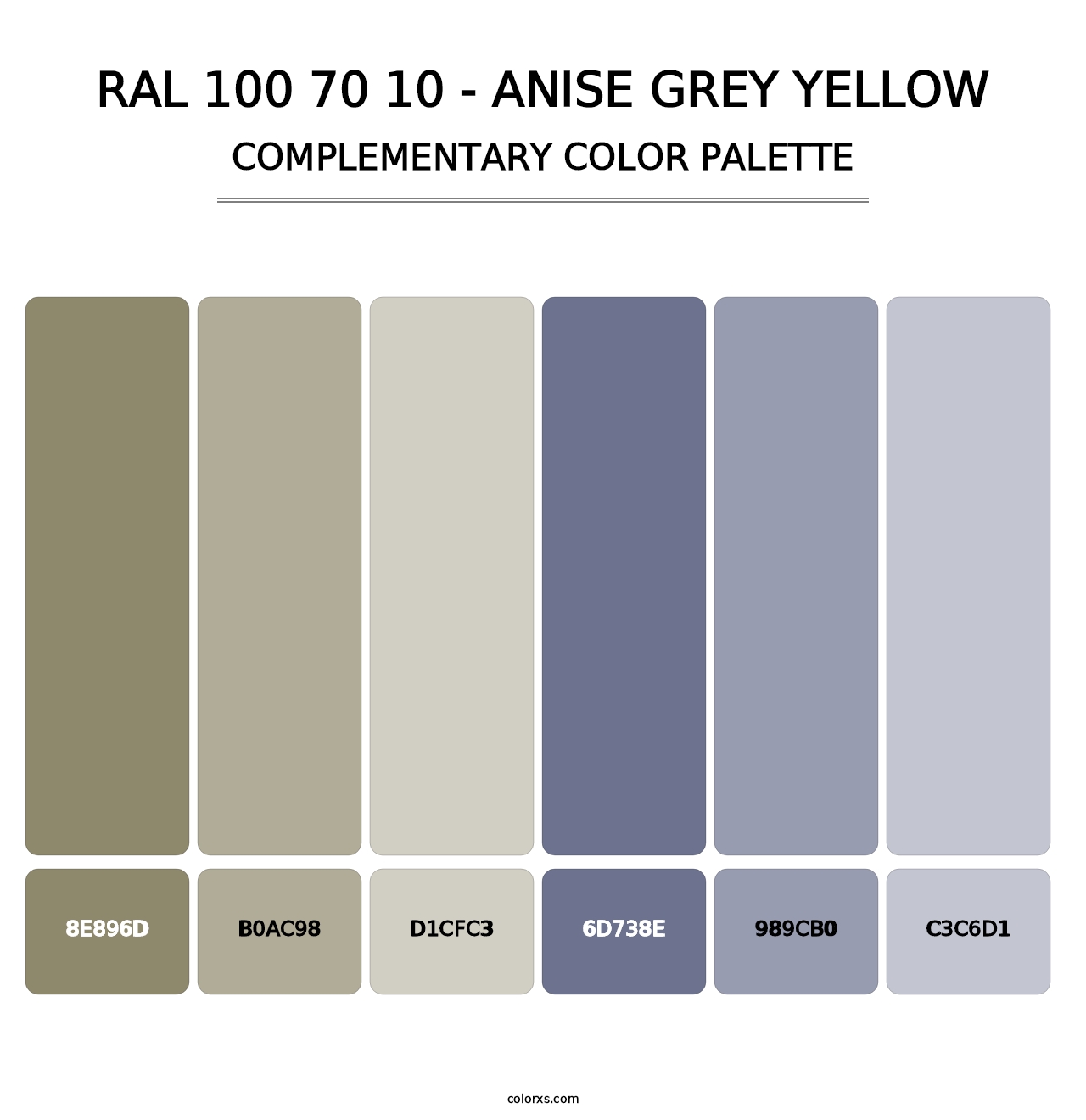 RAL 100 70 10 - Anise Grey Yellow - Complementary Color Palette