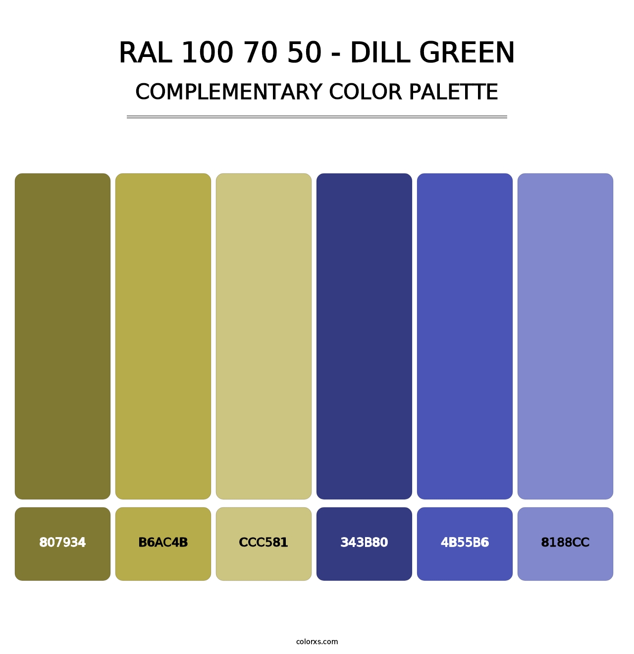 RAL 100 70 50 - Dill Green - Complementary Color Palette