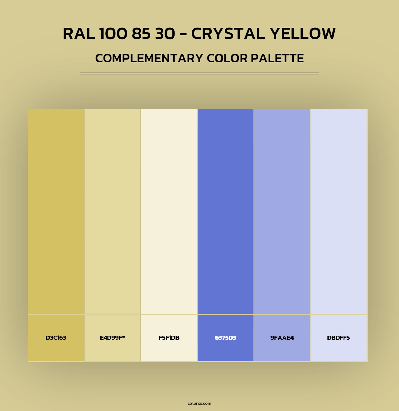 RAL 100 85 30 - Crystal Yellow - Complementary Color Palette