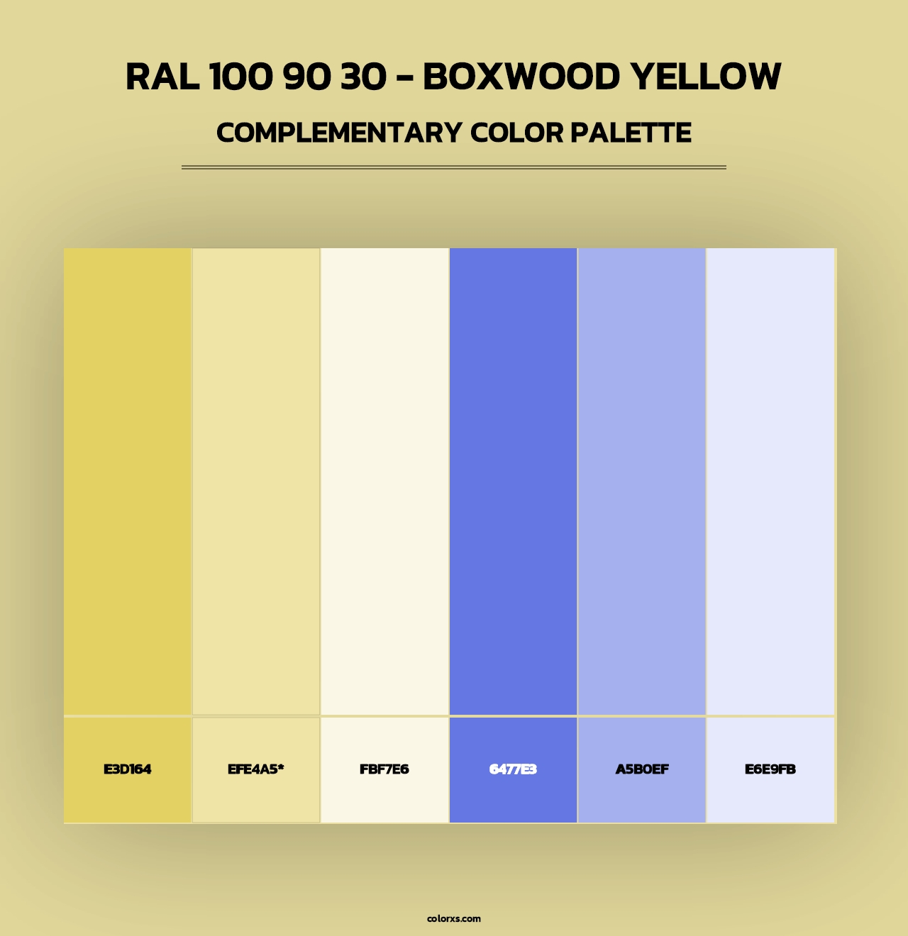 RAL 100 90 30 - Boxwood Yellow - Complementary Color Palette