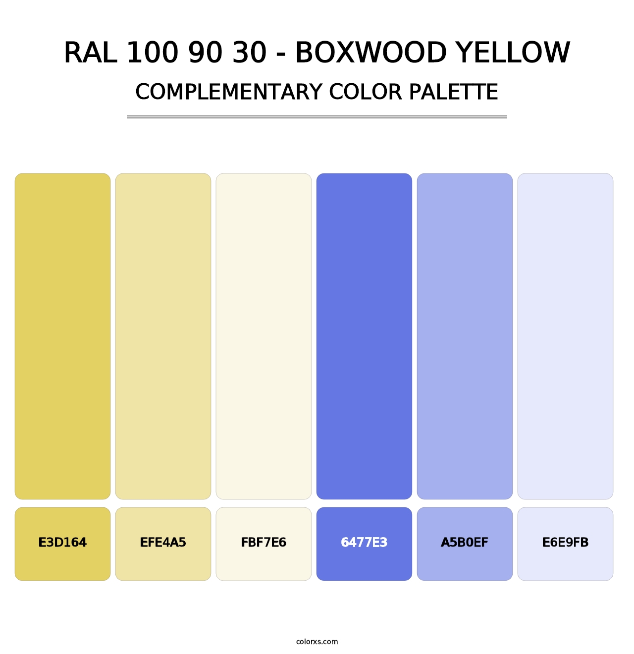 RAL 100 90 30 - Boxwood Yellow - Complementary Color Palette