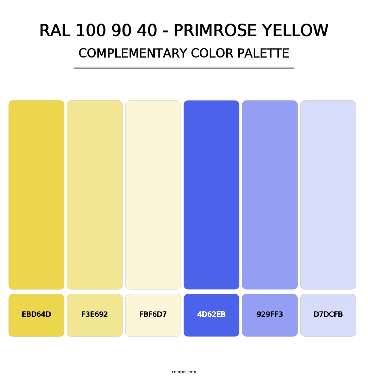 RAL 100 90 40 - Primrose Yellow - Complementary Color Palette